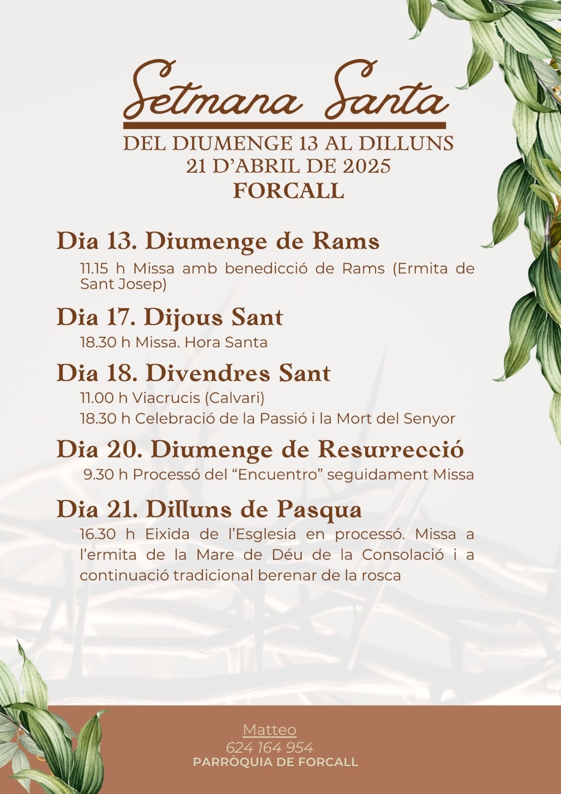 Horario Misas Semana Santa